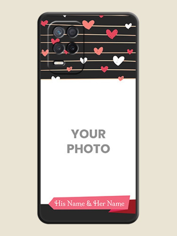 Custom Love Pattern with Name on Pink Ribbon  on Photo on Space Black Soft Matte Back Cover - Narzo 30 5G - alternate view