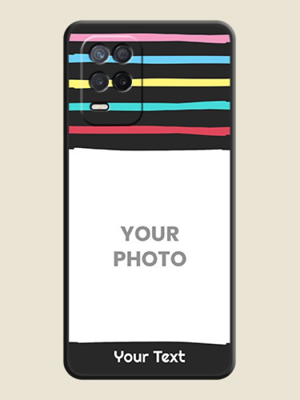 Custom Multicolor Lines with Image on Space Black Personalized Soft Matte Phone Covers - Narzo 30 5G - alternate view