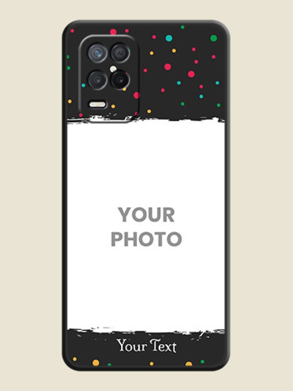 Custom Multicolor Dotted Pattern with Text on Space Black Custom Soft Matte Phone Back Cover - Narzo 30 5G - alternate view