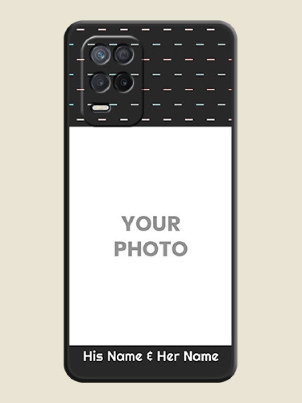 Custom Line Pattern Design with Text on Space Black Custom Soft Matte Phone Back Cover - Narzo 30 5G - alternate view