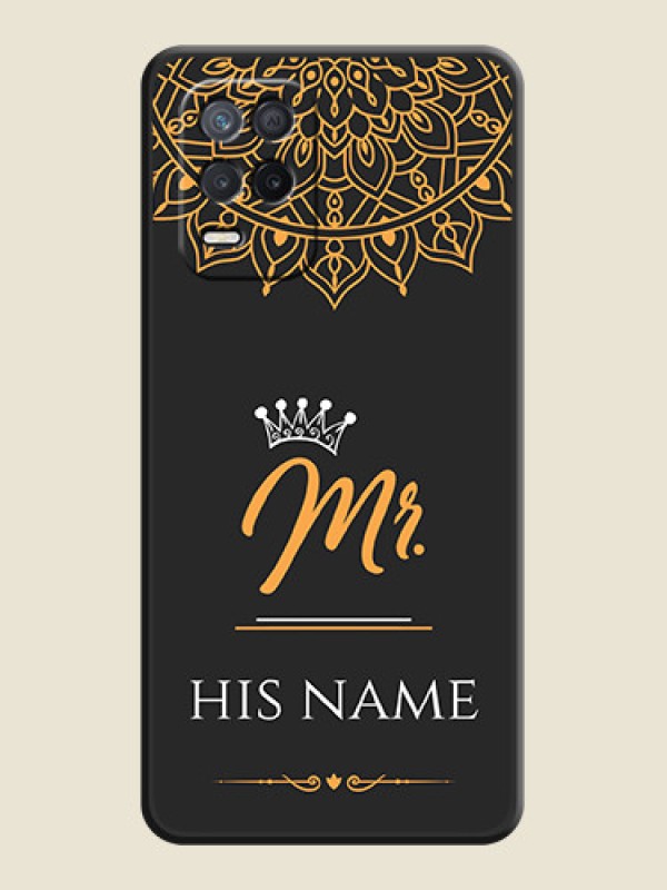 Custom Mr Name with Floral Design  on Personalised Space Black Soft Matte Cases - Narzo 30 5G - alternate view