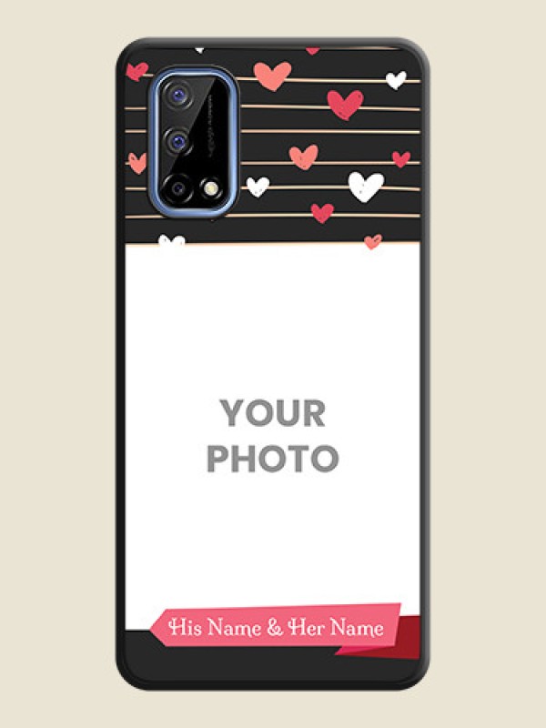 Custom Love Pattern with Name on Pink Ribbon on Photo on Space Black Soft Matte Back Cover - Realme Narzo 30 Pro 5G - alternate view