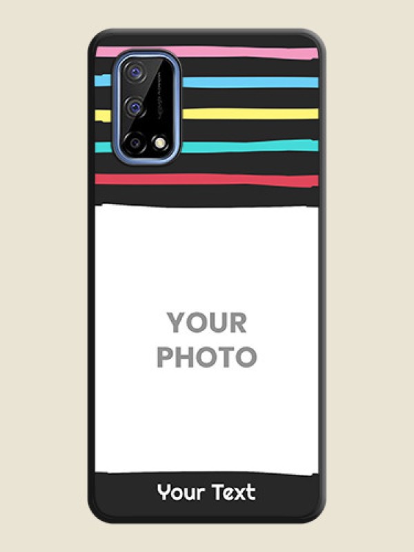 Custom Multicolor Lines with Image on Space Black Personalized Soft Matte Phone Covers - Realme Narzo 30 Pro 5G - alternate view