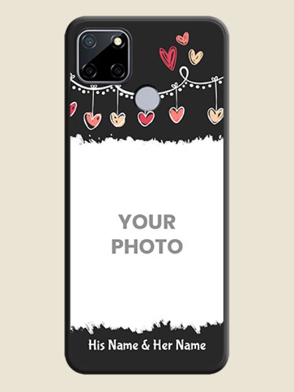 Custom Pink Love Hangings with Name on Space Black Custom Soft Matte Phone Cases - Realme Narzo 30A  - alternate view
