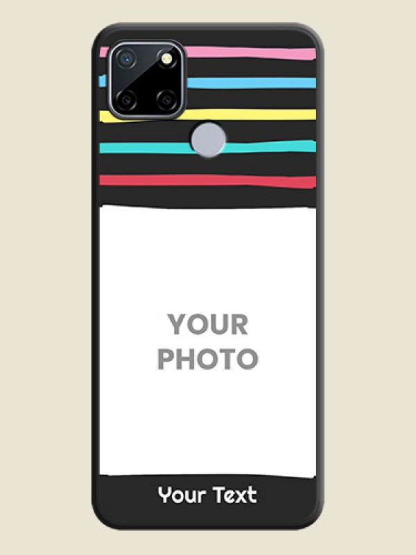 Custom Multicolor Lines with Image on Space Black Personalized Soft Matte Phone Covers - Realme Narzo 30A  - alternate view