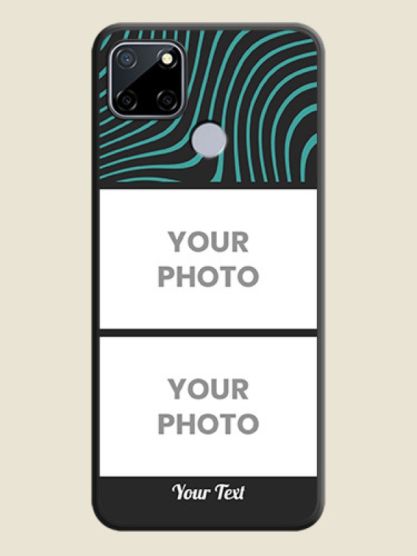 Custom Wave Pattern with 2 Image Holder on Space Black Personalized Soft Matte Phone Covers - Realme Narzo 30A  - alternate view