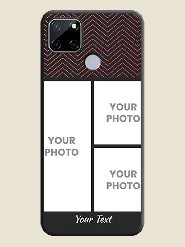 Custom Wave Pattern with 3 Image Holder on Space Black Custom Soft Matte Back Cover - Realme Narzo 30A  - alternate view