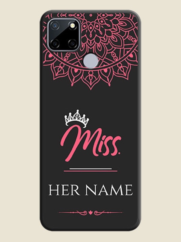 Custom Mrs Name with Floral Design on Space Black Personalized Soft Matte Phone Covers - Realme Narzo 30A  - alternate view