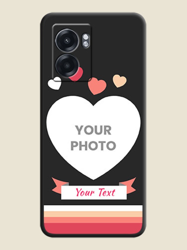 Custom Love Shaped Photo with Colorful Stripes on Personalised Space Black Soft Matte Cases - Realme Narzo 50 5G - alternate view