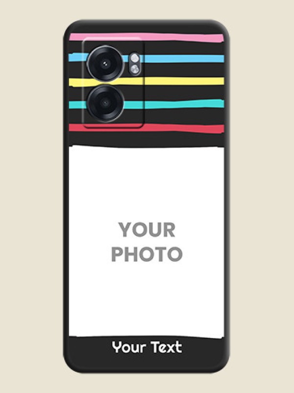 Custom Multicolor Lines with Image on Space Black Personalized Soft Matte Phone Covers - Realme Narzo 50 5G - alternate view