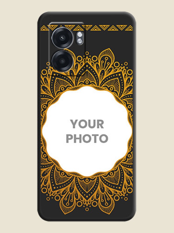 Custom Round Image with Floral Design on Photo on Space Black Soft Matte Mobile Cover - Realme Narzo 50 5G - alternate view
