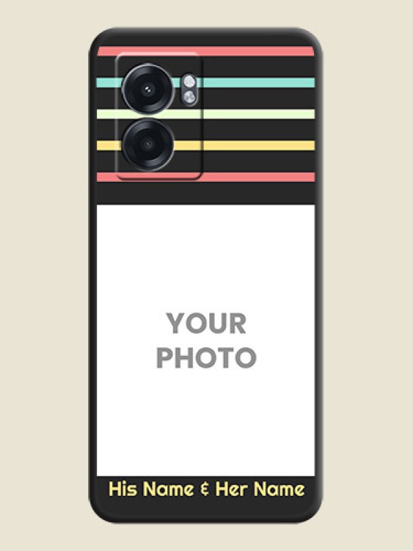 Custom Color Stripes with Photo and Text on Photo on Space Black Soft Matte Mobile Case - Realme Narzo 50 5G - alternate view