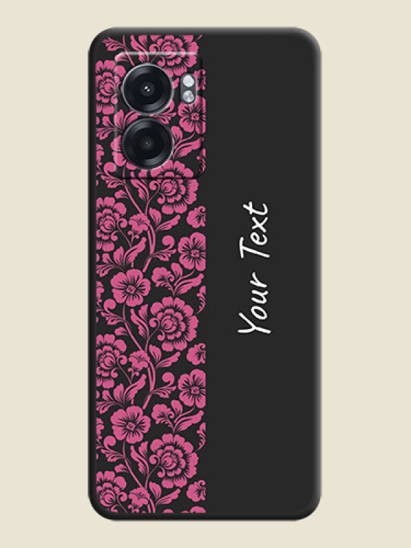 Custom Pink Floral Pattern Design With Custom Text On Space Black Personalized Soft Matte Phone Covers -Realme Narzo 50 5G - alternate view