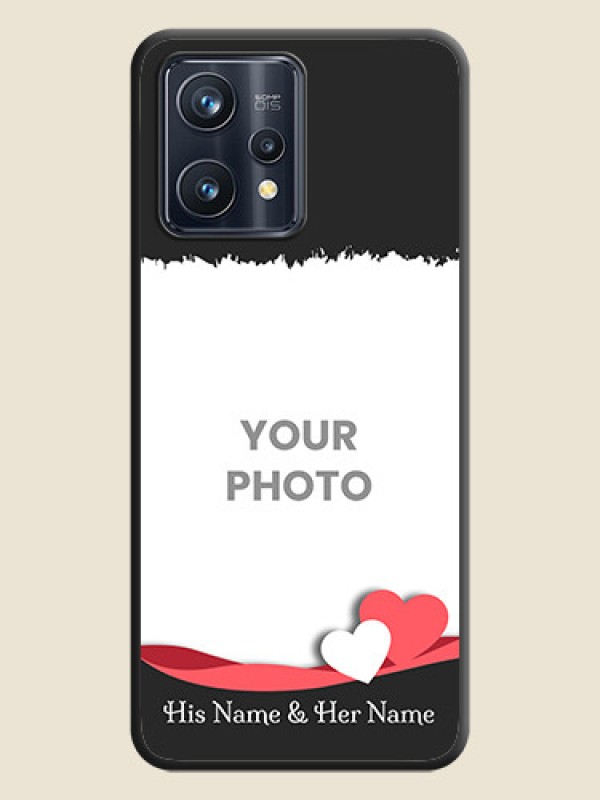 Custom Pin Color Love Shaped Ribbon Design with Text on Space Black Custom Soft Matte Phone Back Cover - Realme Narzo 50 Pro 5G - alternate view