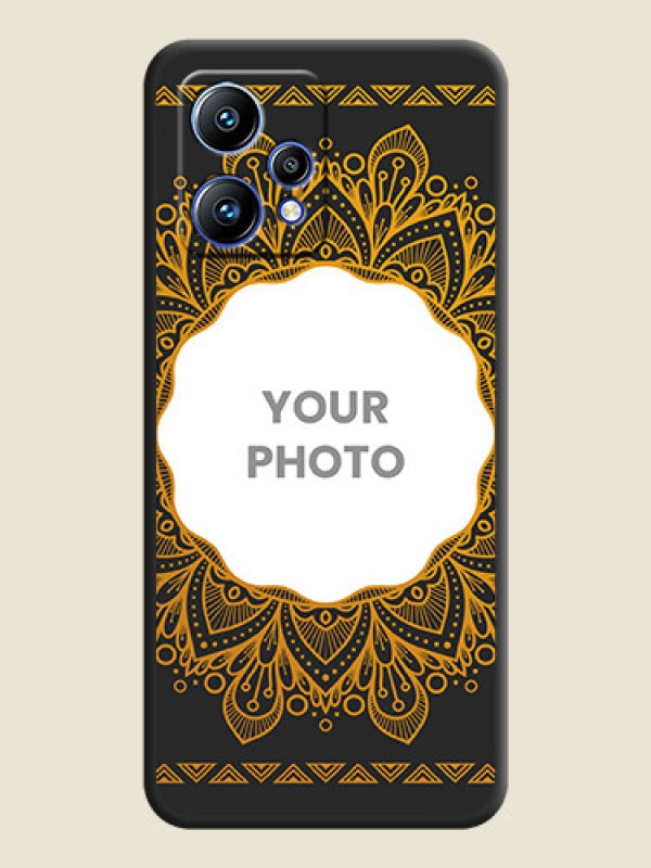 Custom Round Image with Floral Design on Photo on Space Black Soft Matte Mobile Cover - Realme Narzo 50 Pro 5G - alternate view