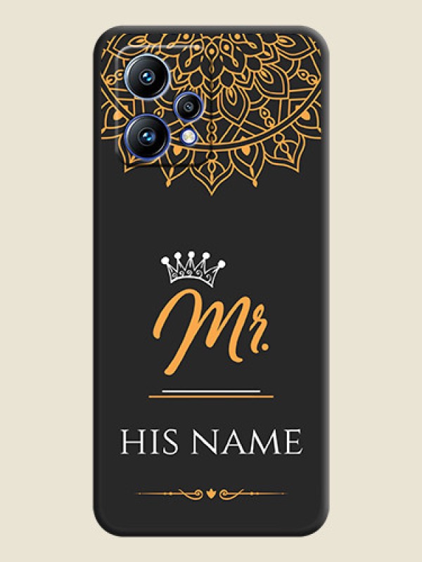 Custom Mr Name with Floral Design  on Personalised Space Black Soft Matte Cases - Realme Narzo 50 Pro 5G - alternate view