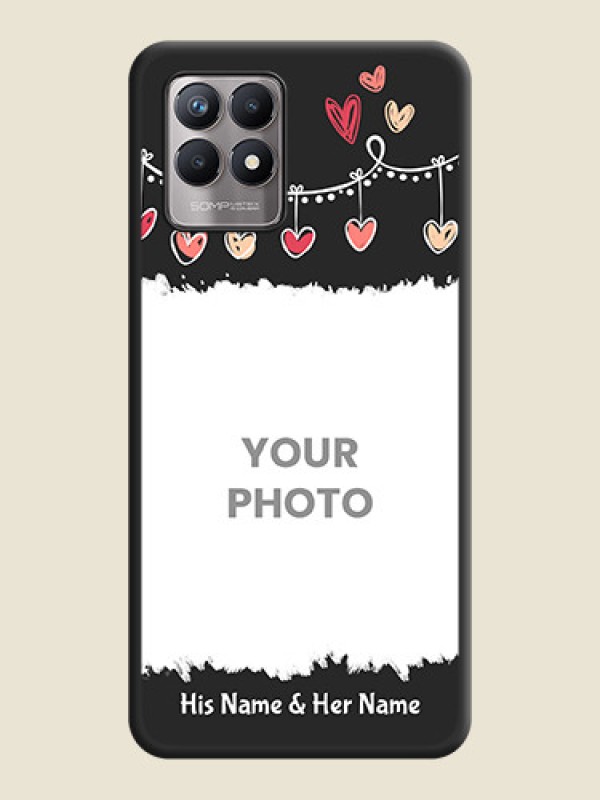 Custom Pink Love Hangings with Name on Space Black Custom Soft Matte Phone Cases - Realme Narzo 50 - alternate view