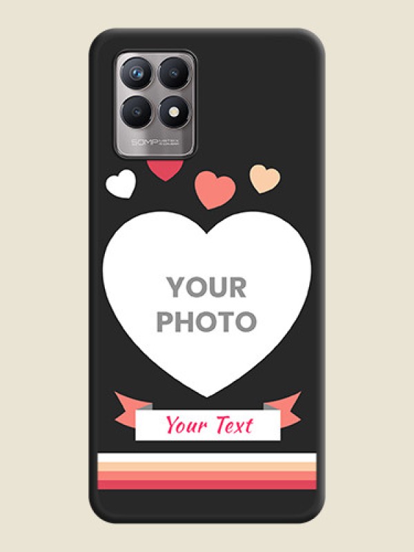 Custom Love Shaped Photo with Colorful Stripes on Personalised Space Black Soft Matte Cases - Realme Narzo 50 - alternate view