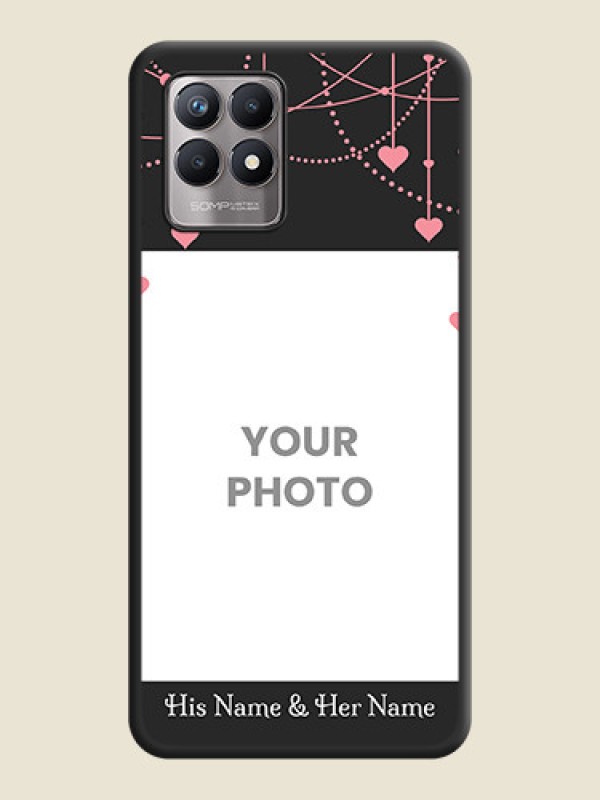 Custom Pink Love Hangings with Text on Space Black Custom Soft Matte Back Cover - Realme Narzo 50 - alternate view