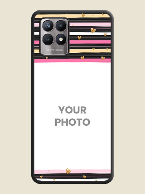 Custom Multicolor Lines and Golden Love Symbols Design on Photo on Space Black Soft Matte Mobile Cover - Realme Narzo 50 - alternate view