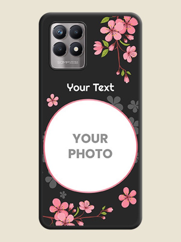 Custom Round Image with Pink Color Floral Design on Photo on Space Black Soft Matte Back Cover - Realme Narzo 50 - alternate view