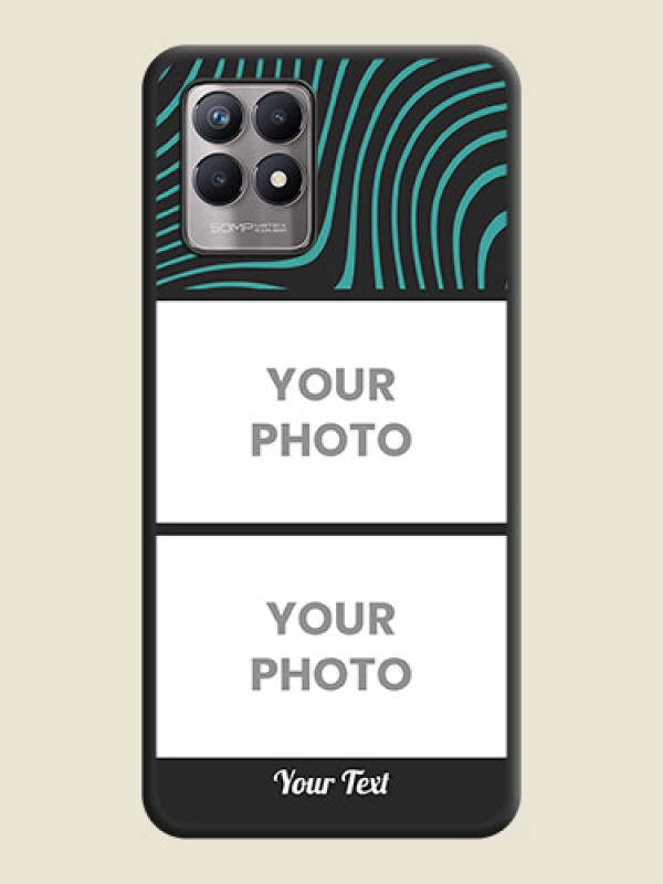 Custom Wave Pattern with 2 Image Holder on Space Black Personalized Soft Matte Phone Covers - Realme Narzo 50 - alternate view