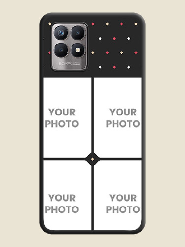 Custom Multicolor Dotted Pattern with 4 Image Holder on Space Black Custom Soft Matte Phone Cases - Realme Narzo 50 - alternate view