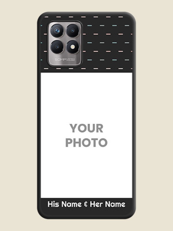 Custom Line Pattern Design with Text on Space Black Custom Soft Matte Phone Back Cover - Realme Narzo 50 - alternate view