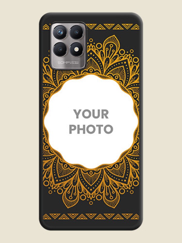 Custom Round Image with Floral Design on Photo on Space Black Soft Matte Mobile Cover - Realme Narzo 50 - alternate view