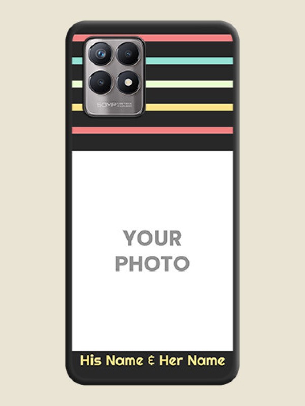 Custom Color Stripes with Photo and Text on Photo on Space Black Soft Matte Mobile Case - Realme Narzo 50 - alternate view