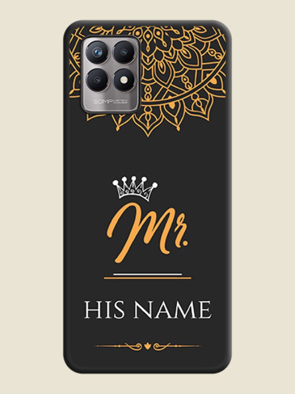 Custom Mr Name with Floral Design  on Personalised Space Black Soft Matte Cases - Realme Narzo 50 - alternate view