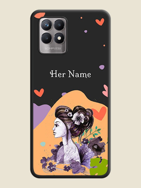 Custom Namecase For Her With Fancy Lady Image On Space Black Personalized Soft Matte Phone Covers -Realme Narzo 50 - alternate view
