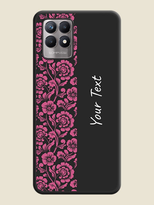 Custom Pink Floral Pattern Design With Custom Text On Space Black Personalized Soft Matte Phone Covers -Realme Narzo 50 - alternate view