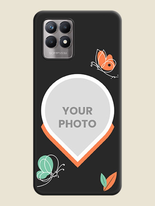 Custom Upload Pic With Simple Butterly Design On Space Black Personalized Soft Matte Phone Covers -Realme Narzo 50 - alternate view