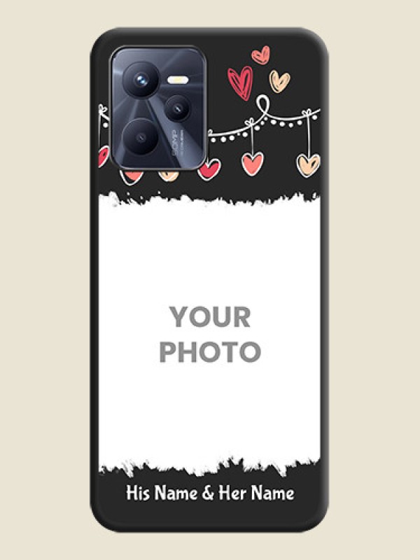 Custom Pink Love Hangings with Name on Space Black Custom Soft Matte Phone Cases - Realme Narzo 50A Prime - alternate view