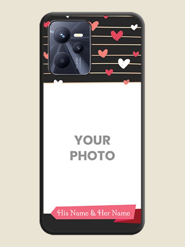 Custom Love Pattern with Name on Pink Ribbon  on Photo on Space Black Soft Matte Back Cover - Realme Narzo 50A Prime - alternate view
