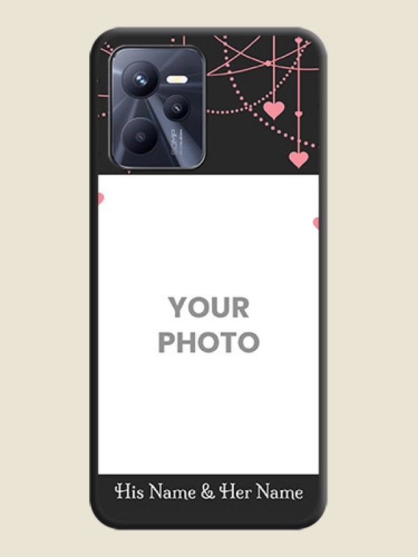 Custom Pink Love Hangings with Text on Space Black Custom Soft Matte Back Cover - Realme Narzo 50A Prime - alternate view