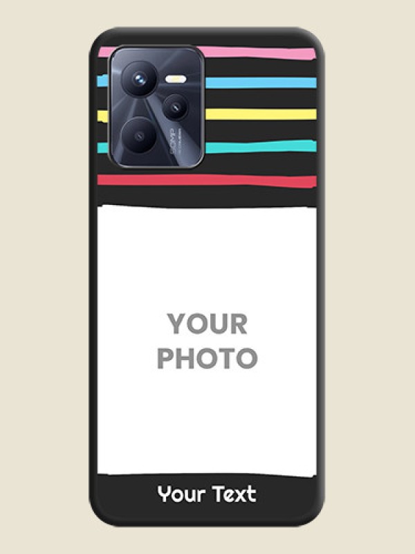 Custom Multicolor Lines with Image on Space Black Personalized Soft Matte Phone Covers - Realme Narzo 50A Prime - alternate view