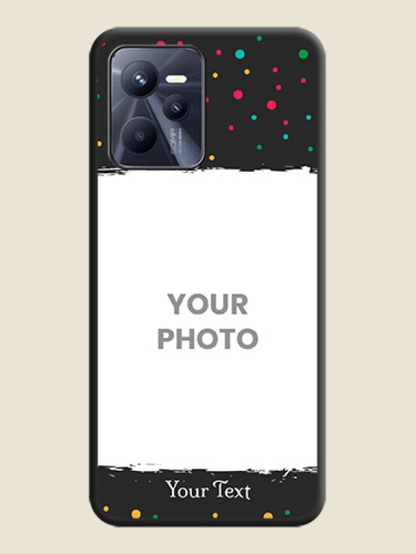 Custom Multicolor Dotted Pattern with Text on Space Black Custom Soft Matte Phone Back Cover - Realme Narzo 50A Prime - alternate view