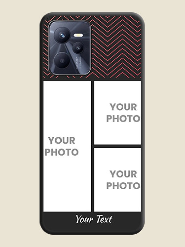 Custom Wave Pattern with 3 Image Holder on Space Black Custom Soft Matte Back Cover - Realme Narzo 50A Prime - alternate view