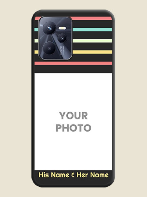 Custom Color Stripes with Photo and Text on Photo on Space Black Soft Matte Mobile Case - Realme Narzo 50A Prime - alternate view