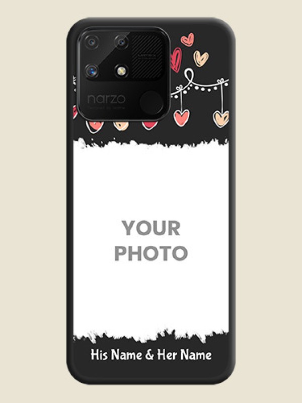 Custom Pink Love Hangings with Name on Space Black Custom Soft Matte Phone Cases - Realme Narzo 50A - alternate view