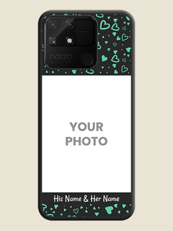 Custom Sea Green Indefinite Love Pattern on Photo on Space Black Soft Matte Mobile Cover - Realme Narzo 50A - alternate view
