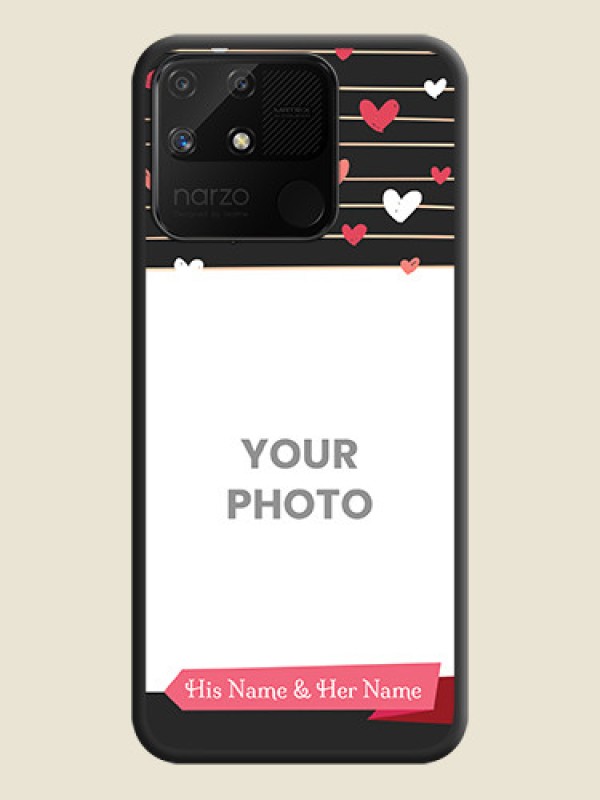 Custom Love Pattern with Name on Pink Ribbon  on Photo on Space Black Soft Matte Back Cover - Realme Narzo 50A - alternate view