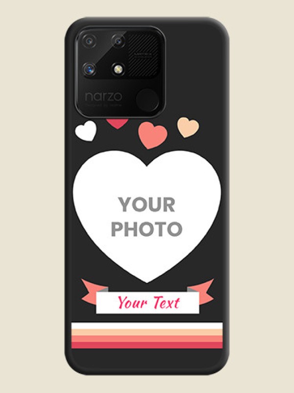 Custom Love Shaped Photo with Colorful Stripes on Personalised Space Black Soft Matte Cases - Realme Narzo 50A - alternate view