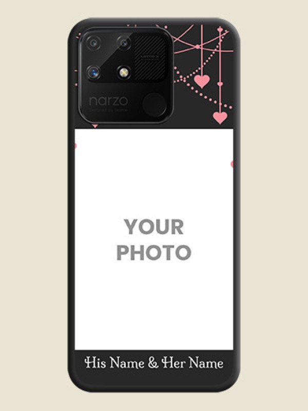 Custom Pink Love Hangings with Text on Space Black Custom Soft Matte Back Cover - Realme Narzo 50A - alternate view