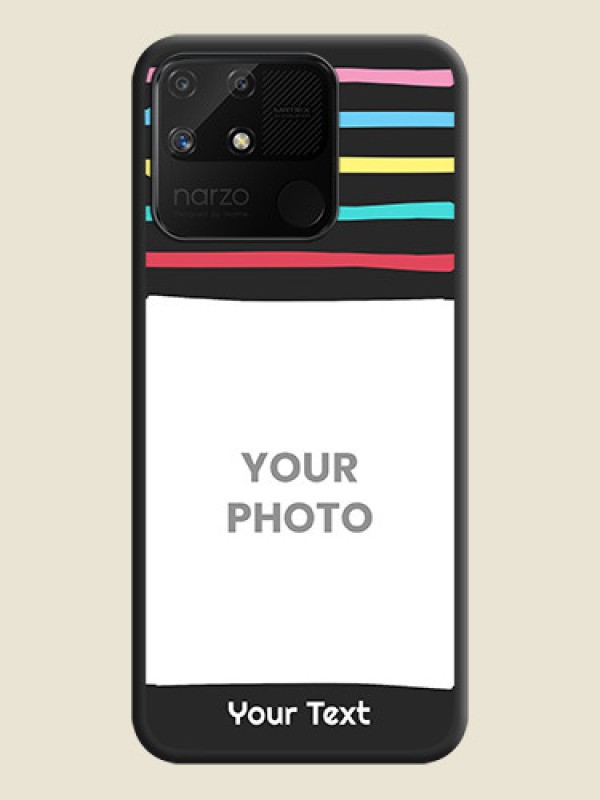Custom Multicolor Lines with Image on Space Black Personalized Soft Matte Phone Covers - Realme Narzo 50A - alternate view