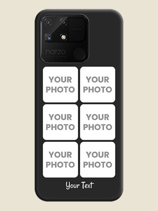 Custom Floral Art with 6 Image Holder on Photo on Space Black Soft Matte Mobile Case - Realme Narzo 50A - alternate view