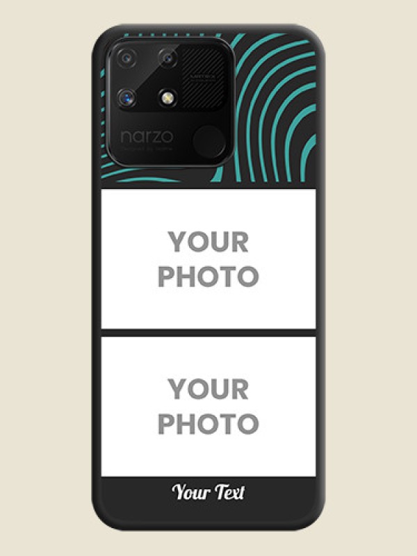 Custom Wave Pattern with 2 Image Holder on Space Black Personalized Soft Matte Phone Covers - Realme Narzo 50A - alternate view