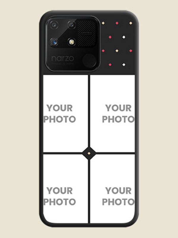Custom Multicolor Dotted Pattern with 4 Image Holder on Space Black Custom Soft Matte Phone Cases - Realme Narzo 50A - alternate view